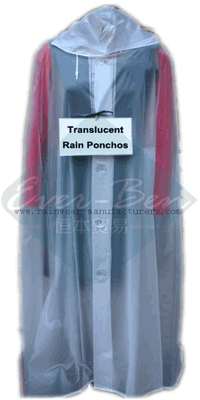 translucent rain ponchos-clear waterproof poncho-Transparent PVC clear plastic mac